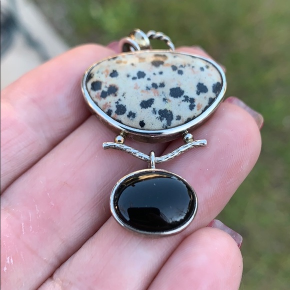 Whitney Kelly Sterling Dalmatian Jasper Pendant - Picture 2 of 16